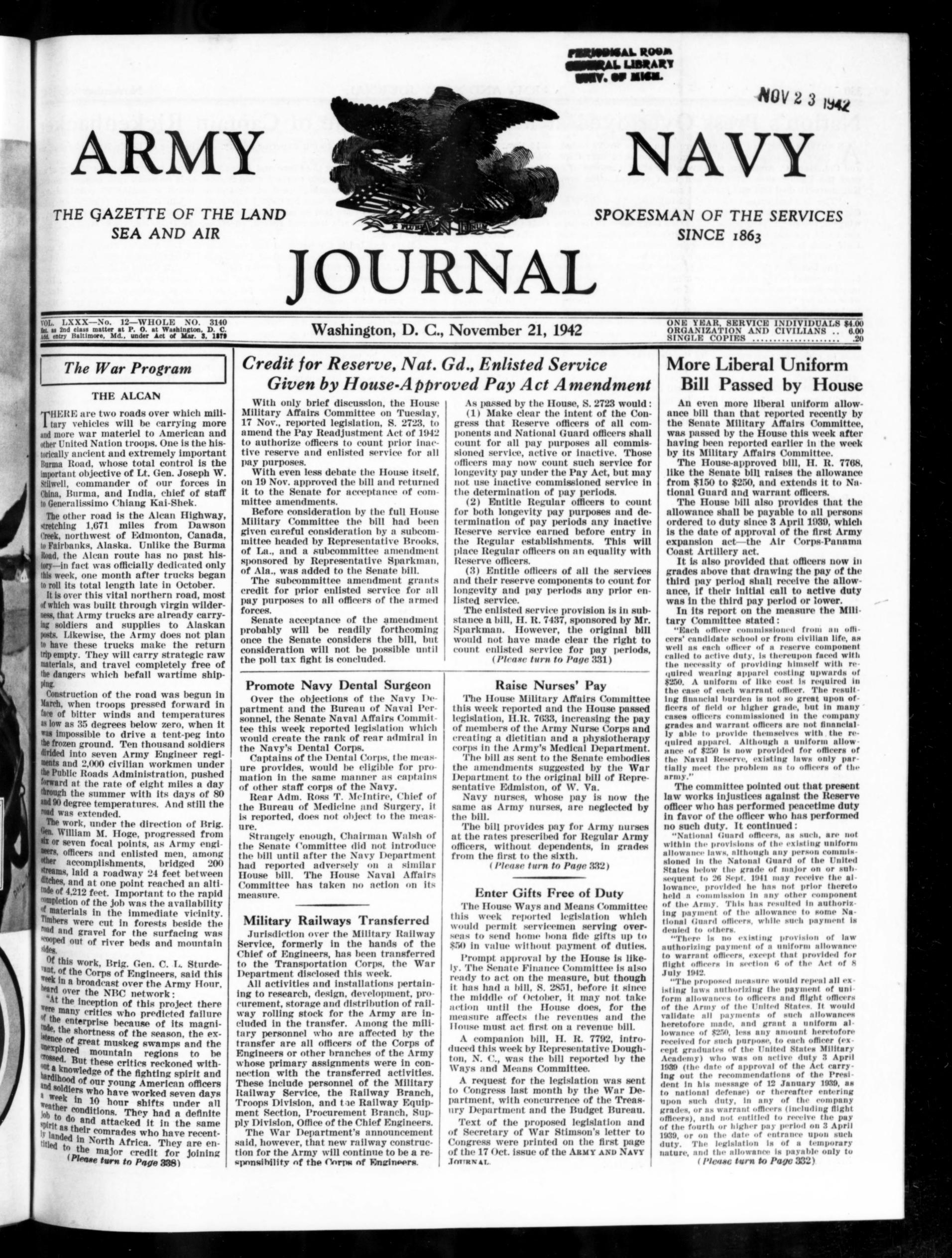 Army Navy Journal 1942-10-21: Vol 80 Iss 12 : Free Download 